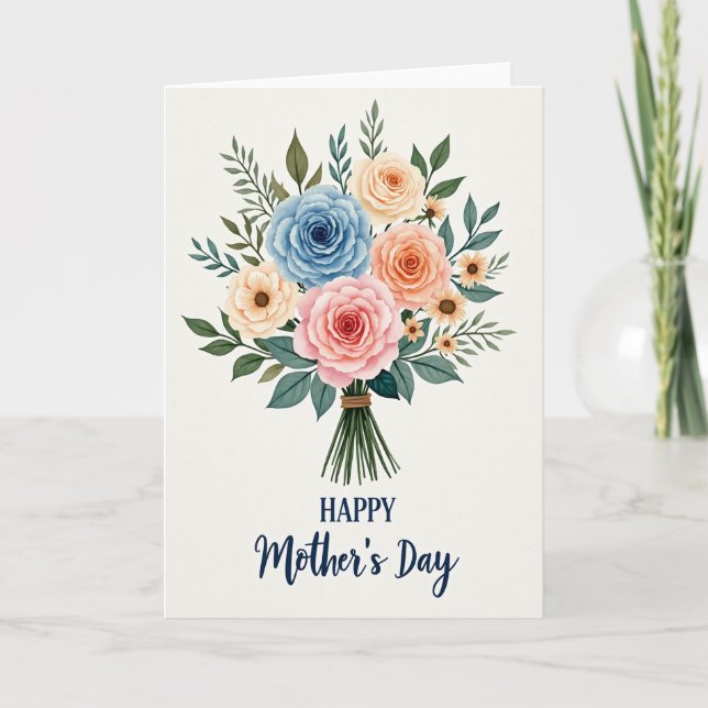 Striped Watercolor Floral Day Card (Front)