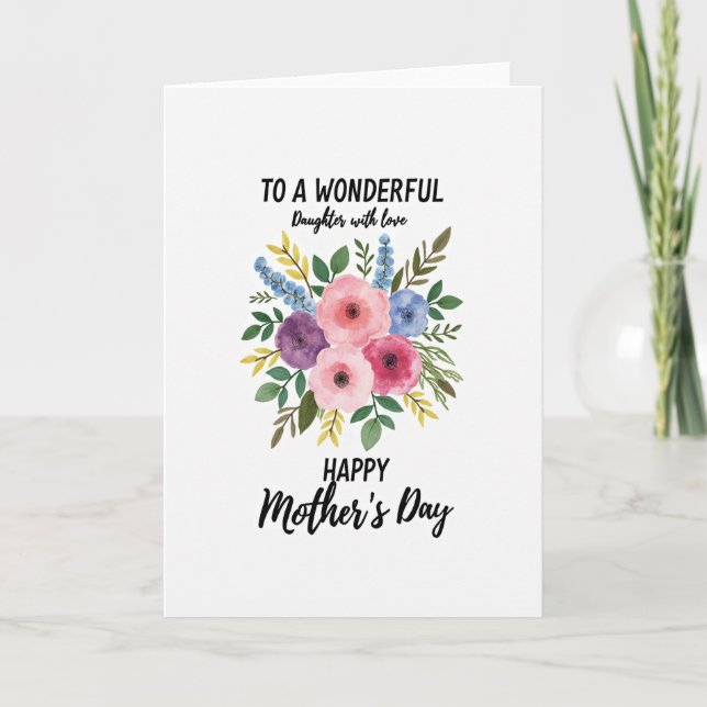 Striped Watercolor Flower Card (Front)