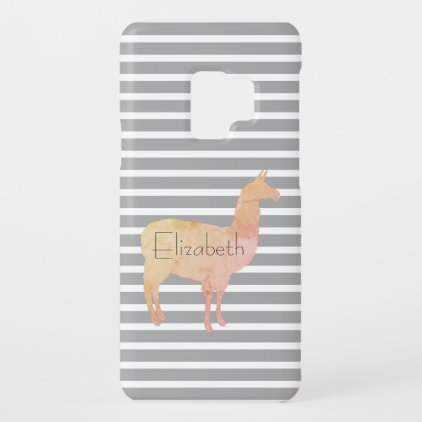 Striped Watercolor Llama | Monogram Case-Mate Samsung Galaxy S9 Case