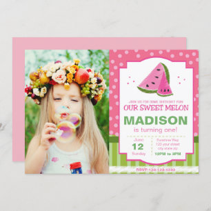 Striped Watermelon Birthday Invitation with Photo