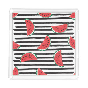 Striped watermelon, vintage seamless pattern. acrylic tray