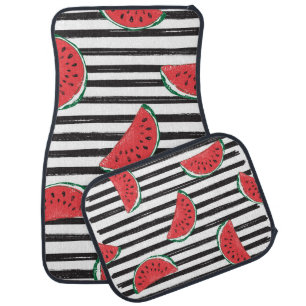 Striped watermelon, vintage seamless pattern. car floor mat