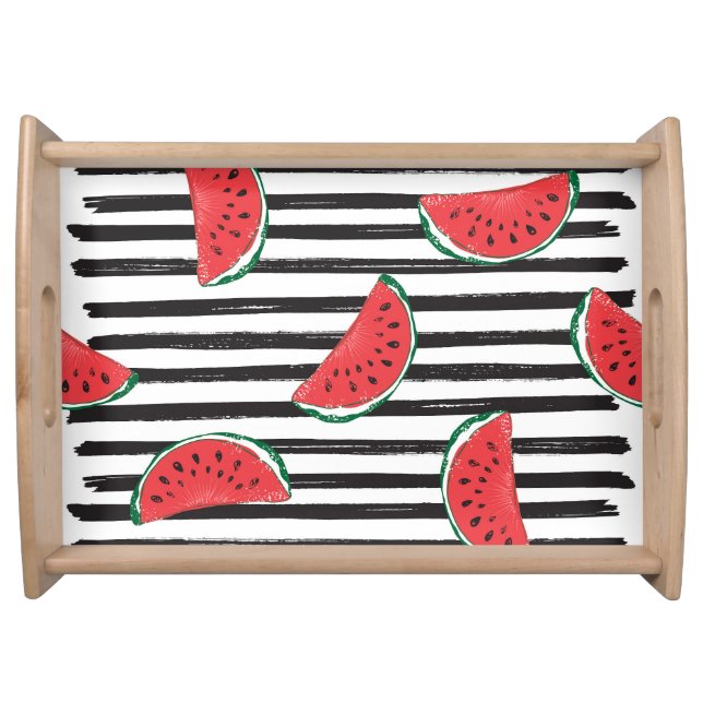 Striped watermelon, vintage seamless pattern. serving tray (Front)