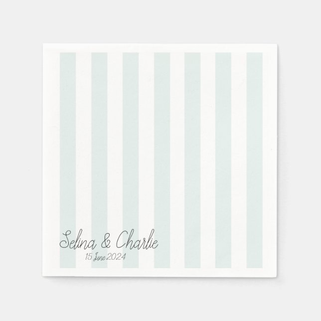 Striped Wedding Cocktail Napkin (Front)