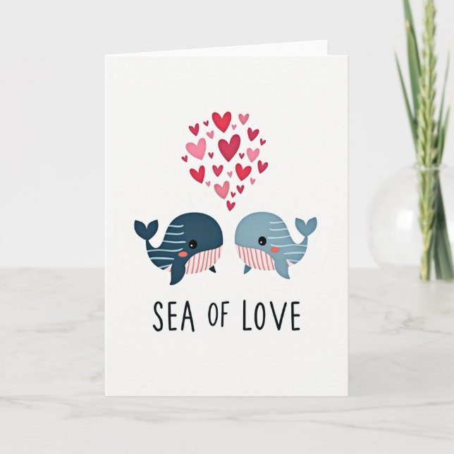 Striped Whales Love Card (Front)