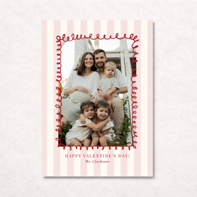 Striped Whimsical Red Frame Valentine’s Day CARD (Creator Uploaded)