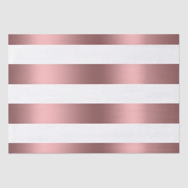 Striped White and Rose Gold Tissue Paper (Front)