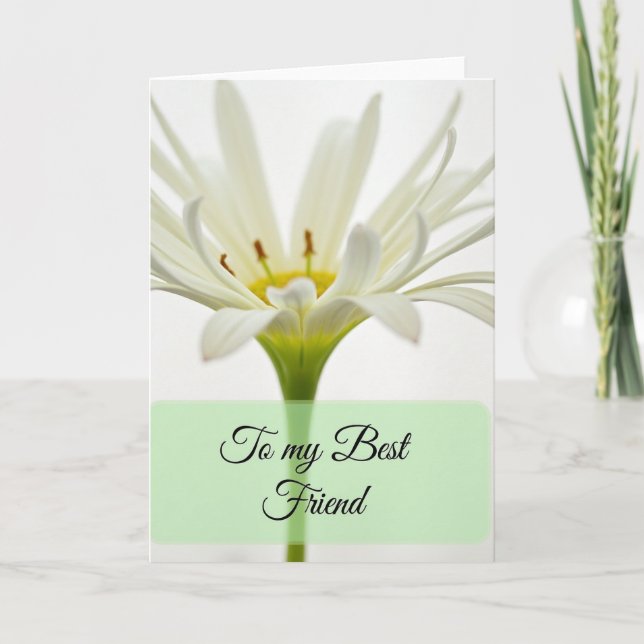 Striped White Flower Friend Card (Front)