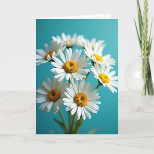 Striped White Petal Photo Card (Front)