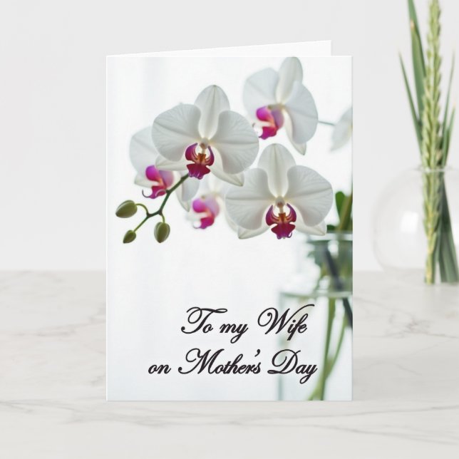 Striped Wife Mothers Day Floral Card (Front)
