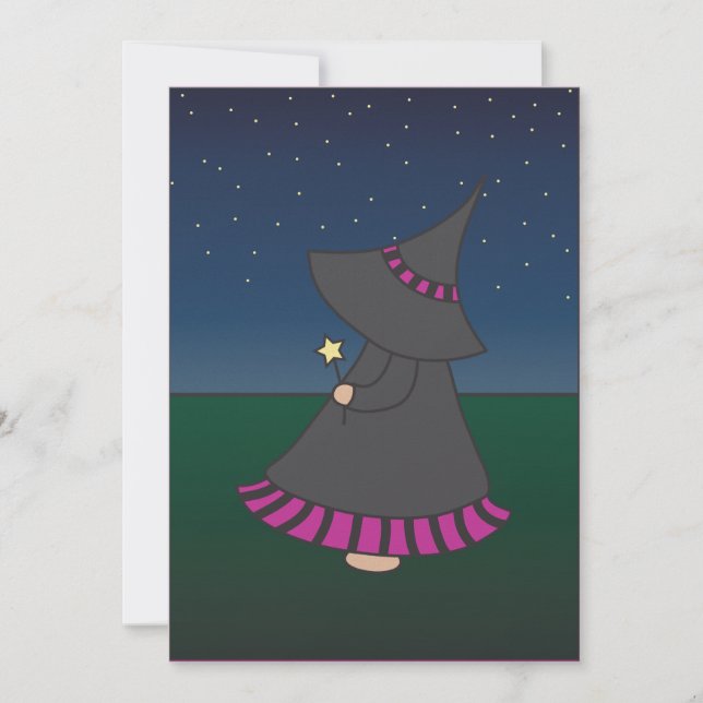 Striped Witchy Wendy 5x7 Birthday Invitation (Front)