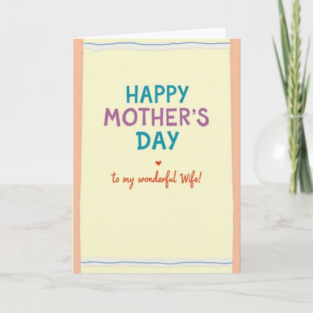 Striped Wonderful Wife Mother Card (Front)