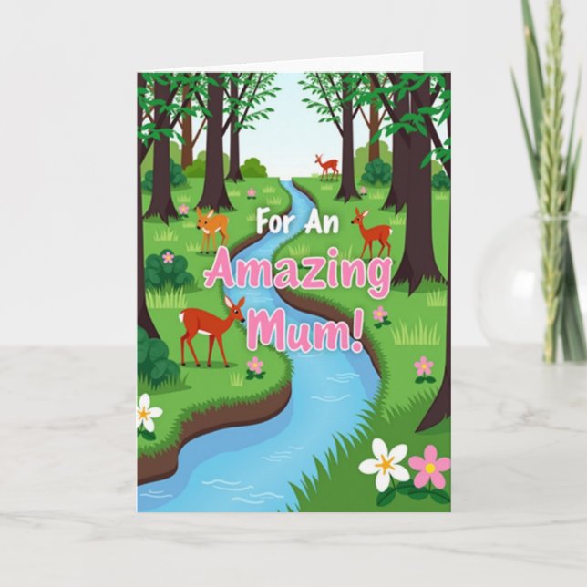 Striped Woodland Amazing Mum Card (Front)