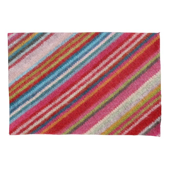 Striped woolen fabric: cozy, stylish pillow case (Front)