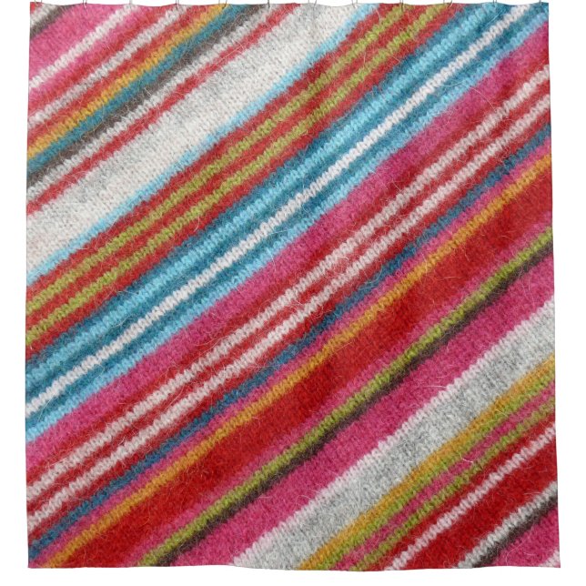 Striped woolen fabric: cozy, stylish shower curtain (Front)
