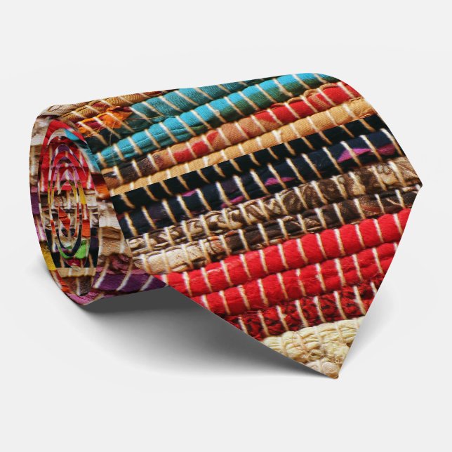 Striped Woven fabric rope weave natural Neck Tie (Rolled)