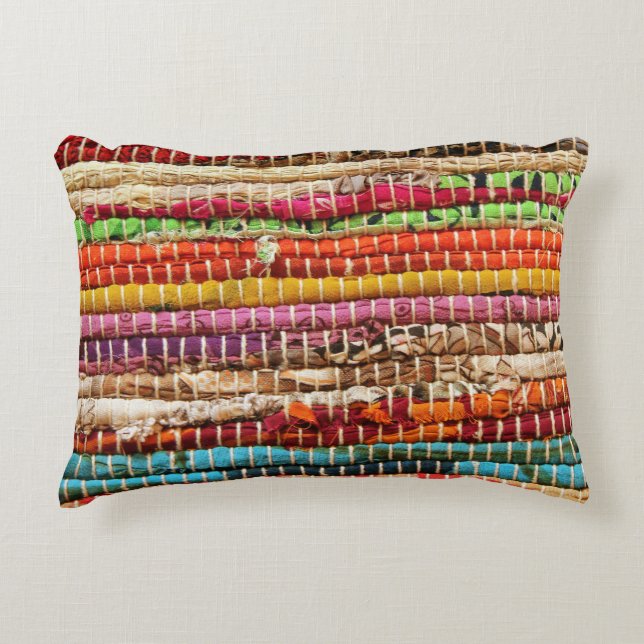 Striped Woven fabric weave look natural Accent Pillow (Front)