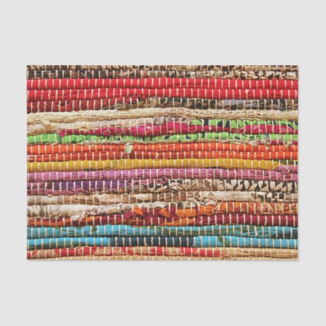 Striped Woven fabric weave look natural Tissue Paper (Front)