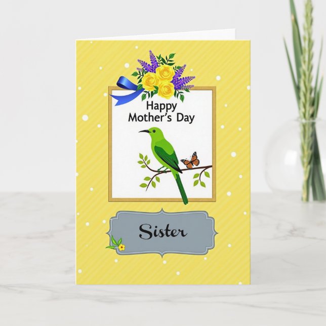 Striped Yellow Mothers Day Card (Front)