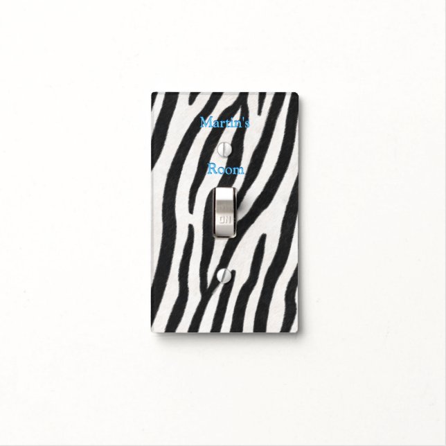 Striped Zebra Fur Exotic Animal Print Personalized Light Switch Cover (In Situ)