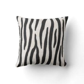Striped.Zebra Fur Realistic Exotic Animal Print Throw Pillow