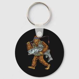 Striper Fishing Bigfoot Striped B Fishermen Keychain