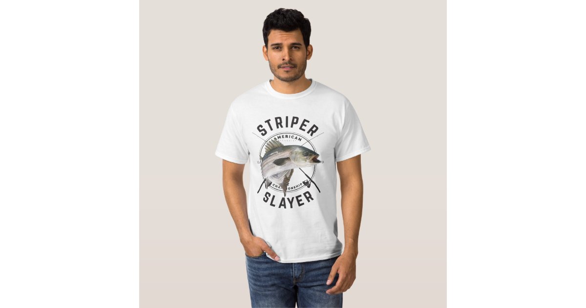 Striper Slayer - Striped Bass Fishing Shirt | Zazzle