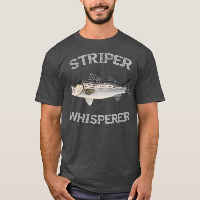 Striper Whisperer Striped Bass  Striper Fishing T-Shirt (Front)