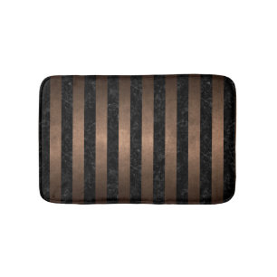 STRIPES1 BLACK MARBLE & BRONZE METAL BATH MAT