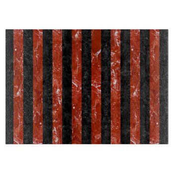 Stripes1 Black Marble & Red Marble Cutting Board by Trendi_Stuff at Zazzle