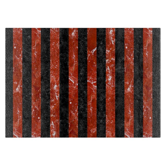 STRIPES1 BLACK MARBLE & RED MARBLE CUTTING BOARD (Front)
