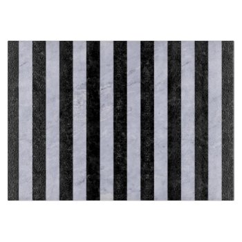 Stripes1 Black Marble & White Marble Cutting Board by Trendi_Stuff at Zazzle