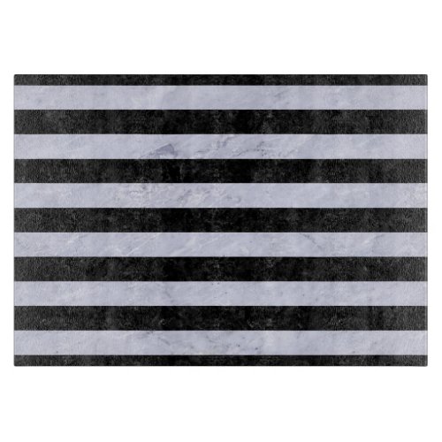 STRIPES2 BLACK MARBLE  WHITE MARBLE CUTTING BOARD