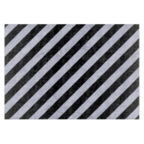 STRIPES3 BLACK MARBLE  WHITE MARBLE CUTTING BOARD
