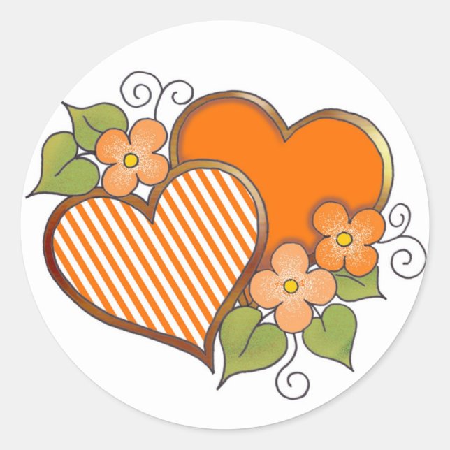 Stripes-002 Orange Classic Round Sticker (Front)