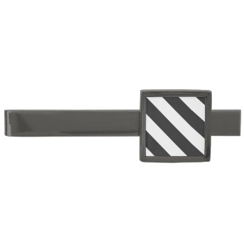 Stripes Adjustable Black Gunmetal Finish Tie Clip by KreaturShop at Zazzle