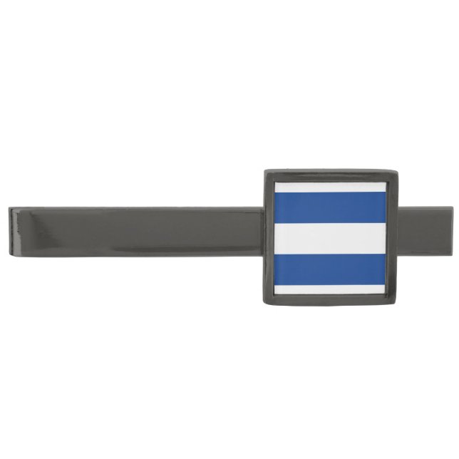 STRIPES adjustable Blue Gunmetal Finish Tie Bar (Front)
