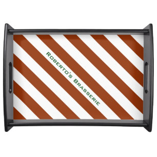 STRIPES adjustable Brown with Text Serving Tray