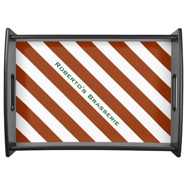 STRIPES adjustable Brown with Text Serving Tray (Front)