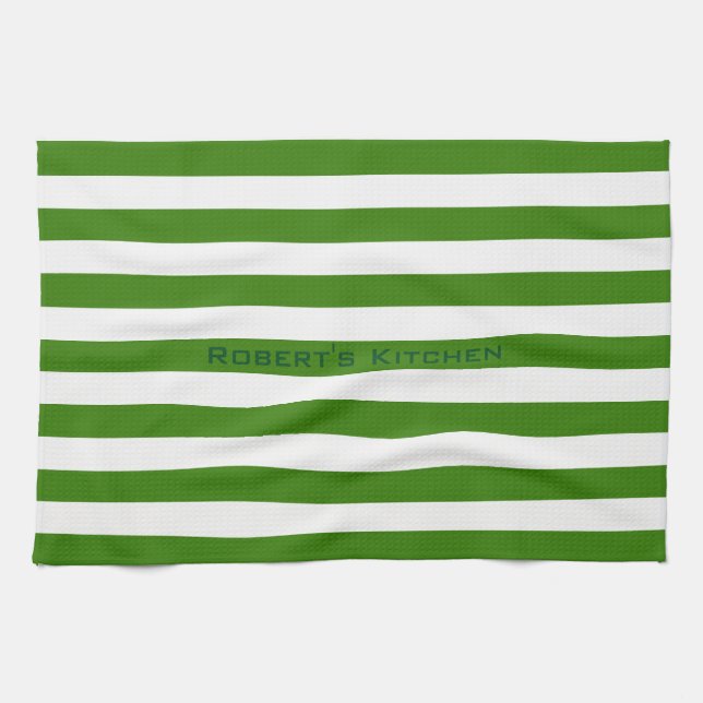 STRIPES adjustable Green with Name Towel (Horizontal)