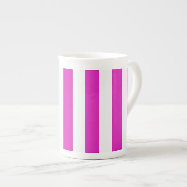 STRIPES adjustable Pink Bone China Mug (Front Right)