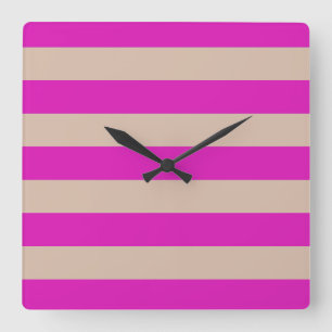 STRIPES adjustable Pink Square Wall Clock