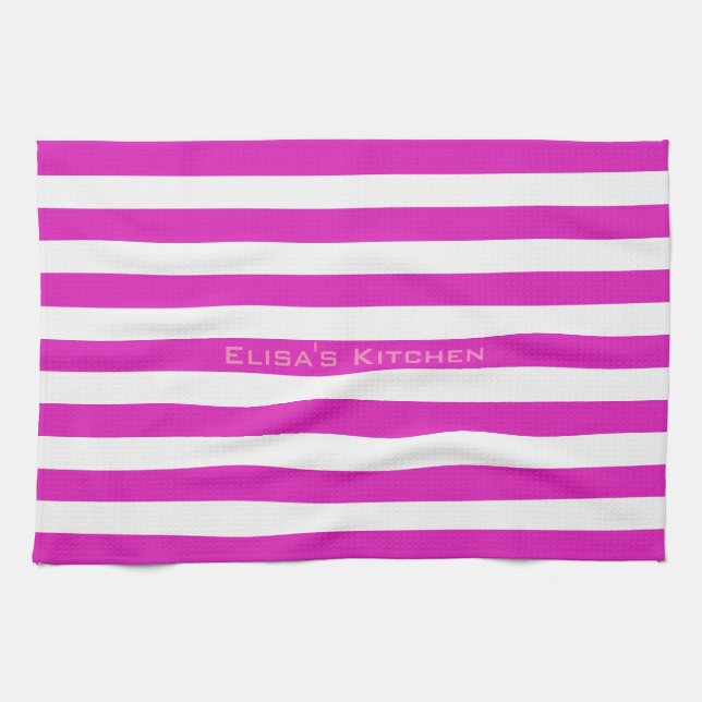 STRIPES adjustable Pink with Name Towel (Horizontal)