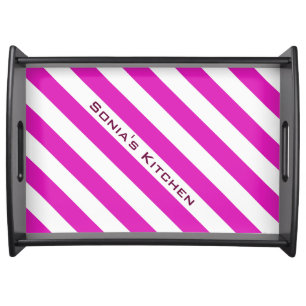 STRIPES adjustable Pink with Text Serving Tray