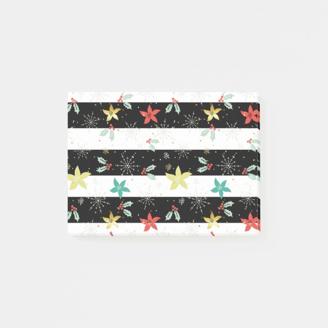 Stripes and Christmas foliage pattern Post-it Notes (Front)