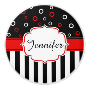 Stripes and circles ceramic knob