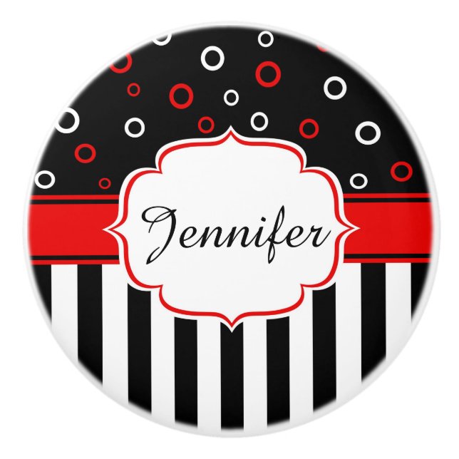 Stripes and circles ceramic knob (Front)