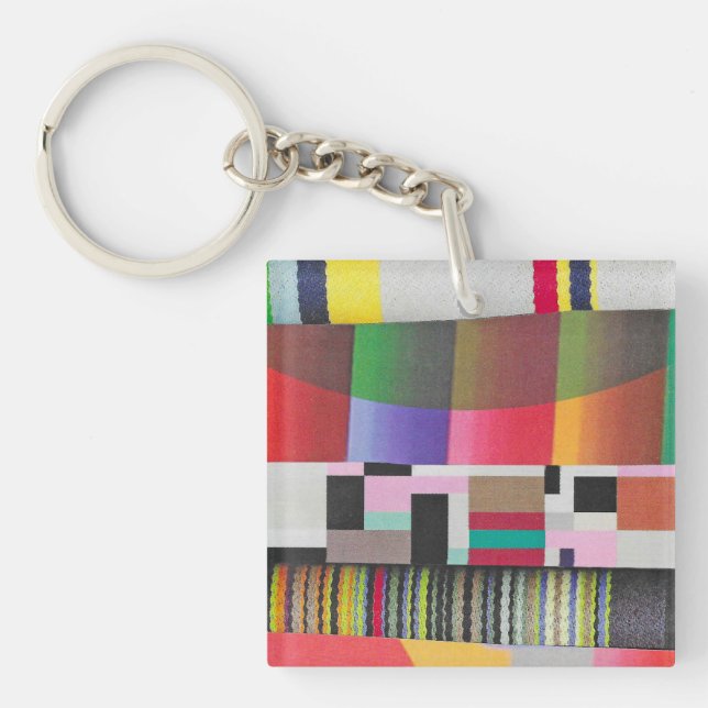 stripes and curves collage keychain (Front)