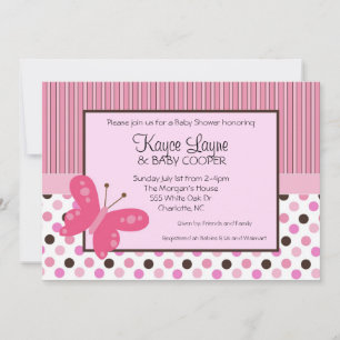 Stripes and Dots Butterfly Invitation