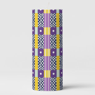 Stripes and dots mosaic pillar candle